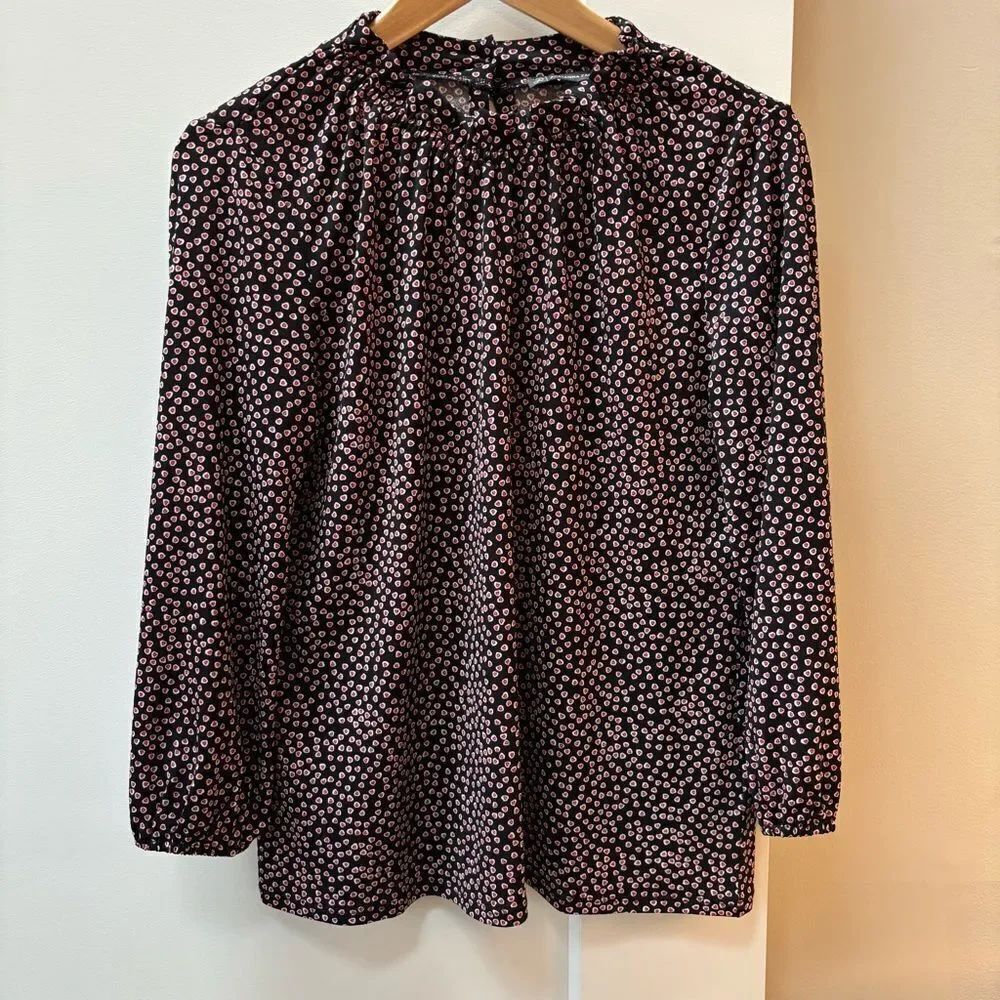Adrianna Papell Black and Red Patterned Blouse size M